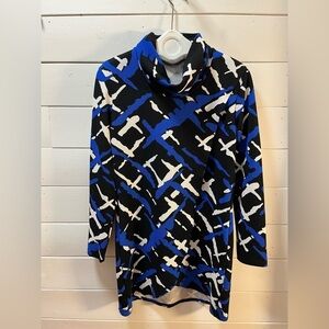 Abstract Print Cowl Neck Tunic – L/XL